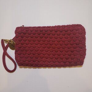 The Sak Christy Woven Crocheted Wristlet in Garnet